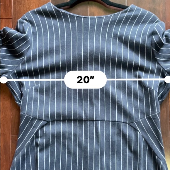 Banana Republic, navy blue and white pinstriped Ponte dress size 14 - Picture 7 of 13